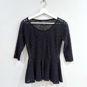 Wet Seal Peplum Top Women S Black Burnout Velvet Sparkle Y2K Party Glam